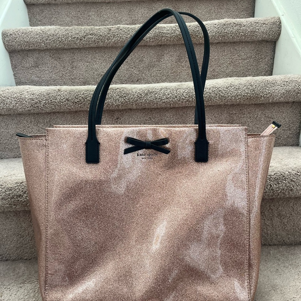 Kate Spade Black and Gold Tote with Elegant Bow